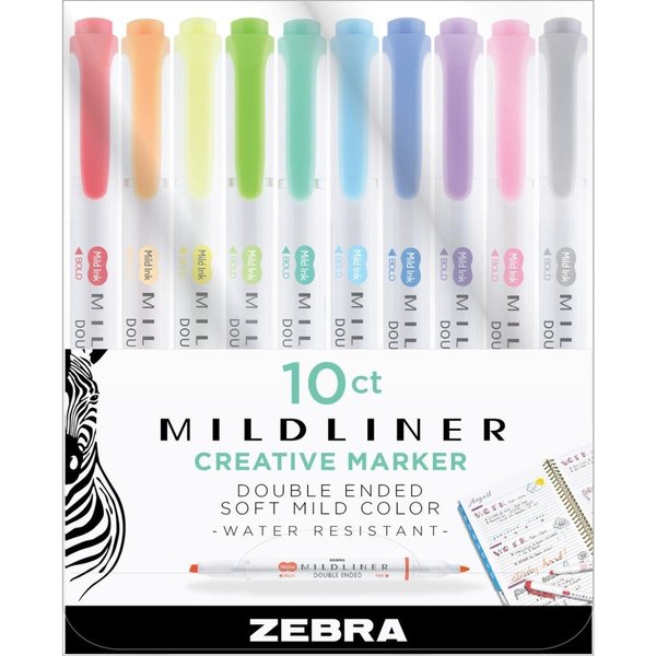 Zebra Pen Zebra Pen 78101 Zebra Mildline Double Ended Highlighter; Assorted Color - Pack of 6 78101